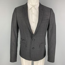 THE KOOPLES Taille 36 Gris Charbon Grille Laine Cran Revers Manteau Sport