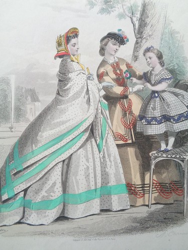 Gravure mode ancienne 1864 - mode,