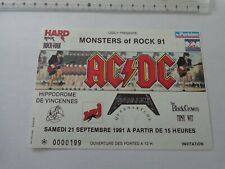 AC/DC - TICKET CONCERT - BILLET COLLECTOR -   1991 FRANCE