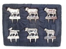 Boite de 6 marqueurs à fromage français en métal argenté SILEA