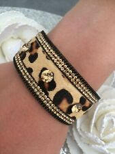 idée cado BRACELET FEMME LEOPARD STRASS POIL SYNTHETIQUE FERMETURE aimanté