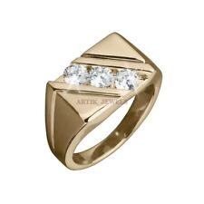 Moissanite Avec 14k Plaqué Or 925 Bague en Argent pour Homme #1693