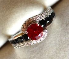 Rubis Rouge de 1,085 ct - Bague Argent 925 avec Zircons