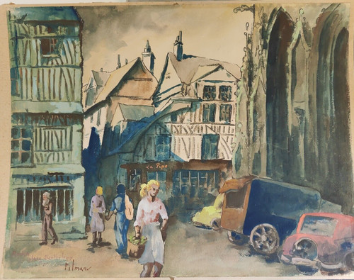 Grande aquarelle tilmans - aquarelle,