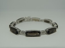 Bracelet or blanc 14 carats quartz et diamants