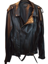 Veste Homme Noire "Simili cuir" (100 % Viscose enduit polyuréthane) Taille XL