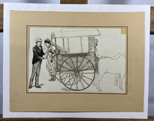 Encre ancienne Scène Indienne