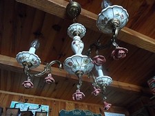   lustre porcelaine 3 branches rare design xxe fleur barbotine