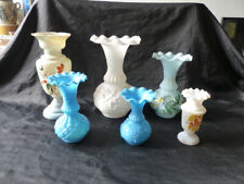 LOT DE 6 ANCIENS VASES EN OPALINE DE FOIRE MODELES DIFFERENTS
