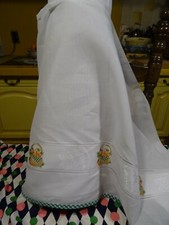 tissus étagéres, rideaux 3m x54cm  , frise aux fruits ,bords verts,vichy  neuf