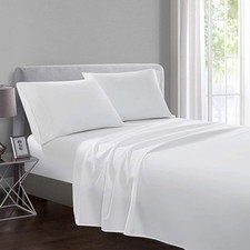 – Drap plat en 100 % coton égyptien de qualité hôtelière 200 fils/cm² blanc t...