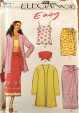 6874 PATRON SIMPLICTY "ELEGANCE" 4 CREATIONS JUPE VESTE TOP BANDEAU  34 AU 44