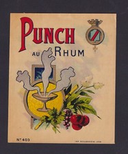 Ancienne étiquette  glacée Alcool France BN1681588 Rhum  Charrette Punch
