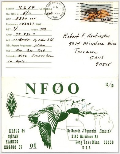 Qsl card mallard mn - card:, mallard,