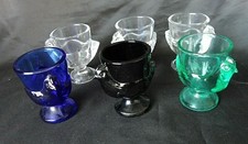 LOT DE 6 COQUETIERS VERRE MOULE , VERRE OPALIN 