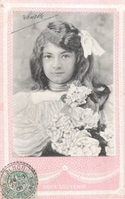 CP DOUX SOUVENIR CADRE PORTRAIT PETITE FILLE RUBAN CHEVEUX FLEURS - 47277