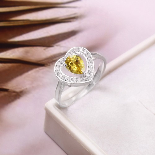 Bague saphir jaune naturel - jaune,