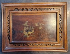 PANNEAU PLATEAU CHINOIS ANCIEN MARQUETERIE LAITON ( LIRE SVP )
