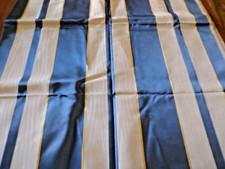 Vintage 1 Piece de tissu ameublement a rayures bleu/ecru/or