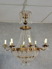 Lustre montgolfiére ou corbeille style Louis XV vers 1900