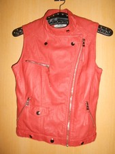 Perfecto veste blouson sans manches orange simili cuir SOFTY jamais mis  S 34/36