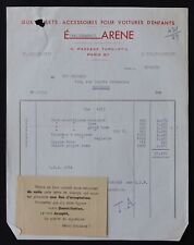 Billhead Facture PARIS 1959 jeux jouets voiture d'enfant ARENE poupée 128