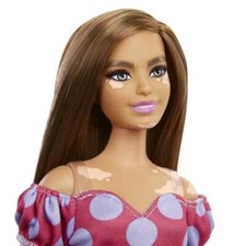 NRFB Poupée doll Barbie Fashionistas n°171 curvy vitiligo robe polka GRB62