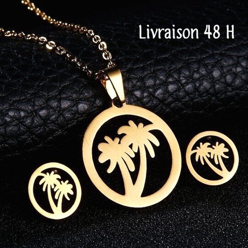 Bijoux plaqué 18k palmiers - plaqué,