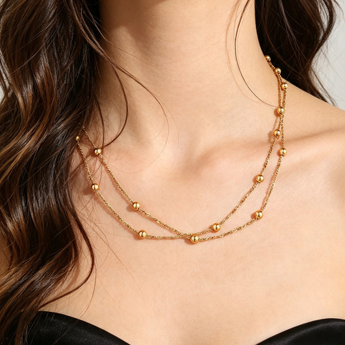 Collier double rang acier inox - collier,