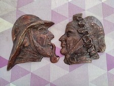 Applique murale Tête Profil Vieil Homme / Vieille Femme Couple Breton Bretagne