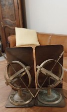 paires de Serre-livre art déco type sphère armillaire en laiton superbe