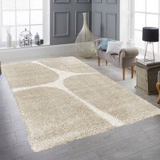 Tapis moderne à poils longs Beige Accents Doux, confortable, facile d'entretien