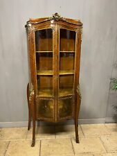 Vitrine Galbée Napoléon III Décor Vernis Martin En Acajou 2 Portes Argentier