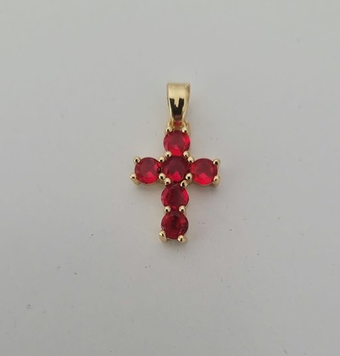 Pendentif croix pierres rouge - ,