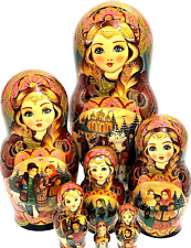 7 Poupées russes Matriochka H26 Exclusive Miniature Palekh Peinte main Signée