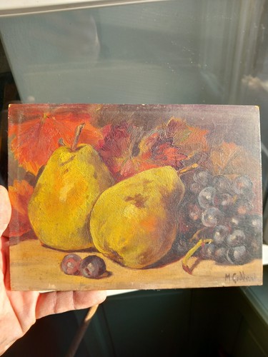 Nature morte huile sur carton - huile,