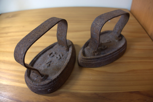 Old cast iron irons - old,