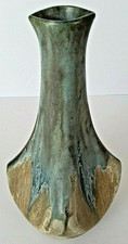 Vase en céramique flammée, Denbac, art nouveau, signature.