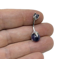 Piercing violet améthyste or blanc 14 carats sur nombril aigle griffe ventre ...