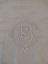 ancienne taie de traversin avec monogramme