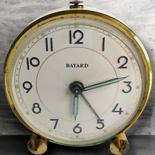 Petit reveil Bayard ancien de voyage mécanique rond blanc art deco vintage XXe