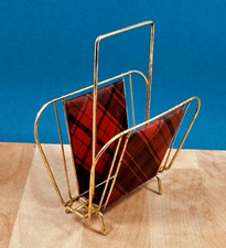 Porte lettres, cartes ancien en métal doré et vinyle Année 70 Vintage