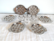 SERVICE à ESCARGOTS en INOX 6 ASSIETTES 6 PINCES 6 Petites Fourchettes