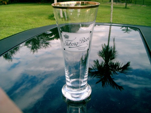 Tuborg gold rimmed beer - tuborg, glass