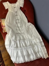 Long Victorian Christening Gown with Embroidery, 'Waterfall' Ruffles