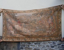 Vintage Gobelins Tapisserie Chasse Médiévale Murale 206x115cm Château Manoir
