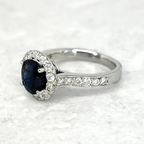 Bague halo saphir bleu - halo,