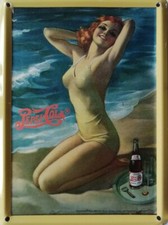 Plaque Emaillée Pin up Beach Pepsi Cola 11 cm x 8 cm