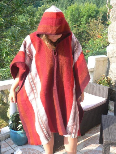 Poncho capuche adulte mélange