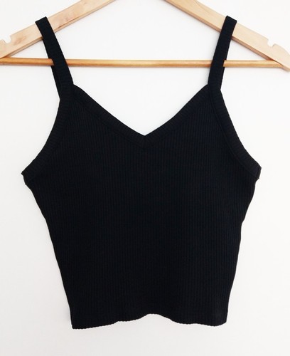 Crop top noir brassiere - top, noir.